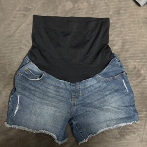 Sonoma Women's High Waist Black and Blue Denim Shorts